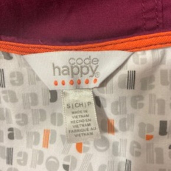 Code Happy Womens Scrub Jacket Size Small Long Sleeve Snaps Pockets Plum Purple - Picture 6 of 8